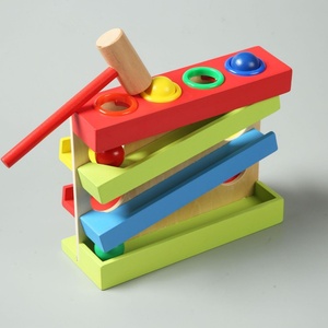 Boîte à marteaux en bois avec boule à marteler, jeu amusant pour enfants, jouet éducatif pour l'apprentissage précoce - Product Image 1