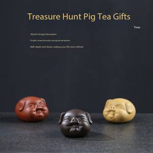 Squisito ornamento di tè di maiale di argilla viola per animali domestici adorabile piccolo maiale fortunato - Product Image 1