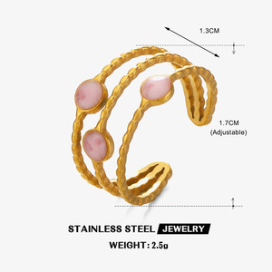 Cross-Border Women's Stainless Steel Geometric <b>Open</b> <b>Ring</b> Oil Drop Plated Gold-color PVD 18K Gold Trendy Non-Fading Simple <b>Ring</b> - Product Image 6