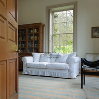 Canapé double trois places en tissu de lin blanc de style nord-européen et américain, amovible et lavable, meubles de salon