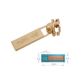 Factory Outlet logo <strong>Zipper</strong> <strong>Pull</strong> Head <strong>Custom</strong> Metal <strong>Zipper</strong> Puller for Clothing - Product Image 4