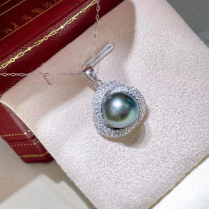 Versatile 9-10mm Gold Bead Flawless Ak Fashion <b>Pendant</b> Necklaces 4-3mm Small Pearl <b>Chain</b> 3cm Adjustable Natural S925 Pure <b>Silver</b> - Product Image 2