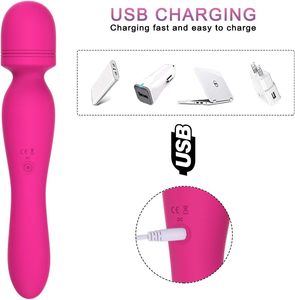 Vibrador de Doble Extremo 2 en 1 para Mujeres, Juguete Sexual de Silicona Suave, 10 Velocidades, Vibración Potente, Recargable, Masajeador Tipo Varita para Adultos - Product Image 5