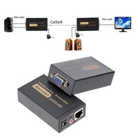 Extensor VGA de 1080P con cable cat5/6 de hasta 100M, convertidor ethernet VGA a RJ45, extensor para PC, portátil y proyector