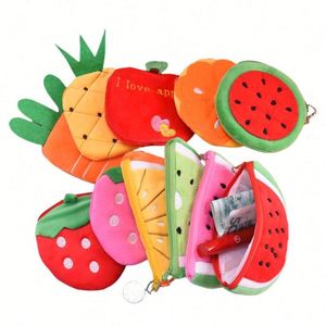 Customized Watermelon Fruit Plush Wallet with Zipper-children's Coin Case, <b>Card</b> Storage <b>Box</b> and Keychain - Product Image 1
