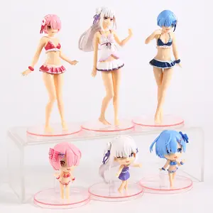 6pcs/set Re:Life In A Different World From Zero Rem Ram Decoration Figurine PVC Model Cartoon Figure Toys