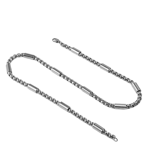 XIXI collana in acciaio inossidabile da uomo con borsa quadrata con tubo di perle a catena da donna maglione con elemento a catena bracciale - Product Image 2