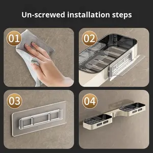 Meilleures ventes : Nouvelle étagère de douche murale pliable en ABS pour salle de bain - Product Image 4