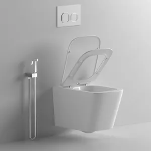 BTO Hotel Luxury Fine Wc Sanitary Ware Wallhung Toilet Wall Mounted Water Saving Bathroom White Wall Hung P-trap Toilet