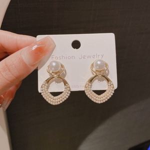 Nuevo Éxito de Ventas, Joyería Elegante de Lujo para Mujer, Perla Plateada, Plata 925, Bañada en Oro, Pendientes con Colgante de Rombo - Product Image 3