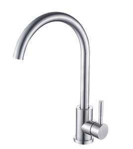 حنفية حوض مطبخ بذراع واحد من الفولاذ المقاوم للصدأ بسعر جيد بتصميم مصقول جديد مع صنابير مياه باردة وساخنة - Product Image 2