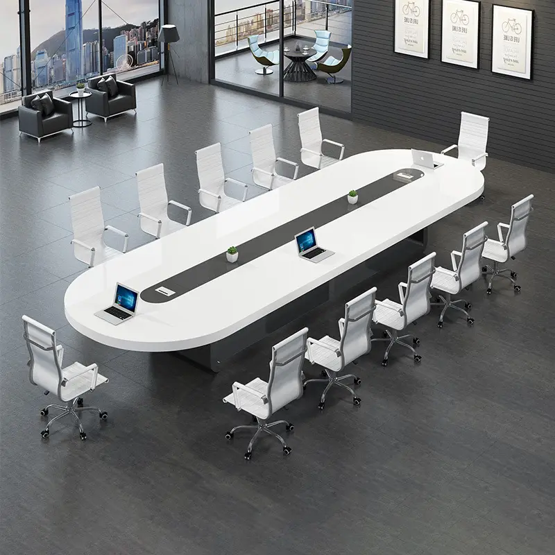 HYZ9 12 قدم غرفة اجتماعات مكتب دائرية حديثة طاولة مؤتمرات كبيرة مع الكراسي 16 شخص طاولة مؤتمرات
