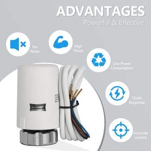 Actionneur thermique MEIBA H30-12 4 fils 24V normalement fermé, filetage M30x1.5, anti-inflammable PC+ABS, durable, pour sols d'hôtels modernes - Product Image 2