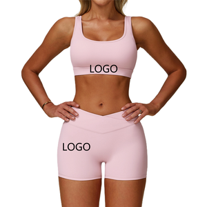 Vêtements de <span class=keywords><strong>sport</strong></span> de qualité supérieure, soutien-gorge de <span class=keywords><strong>sport</strong></span> uni pour la course à pied, short de <span class=keywords><strong>sport</strong></span> en V, ensemble de yoga 2 pièces pour femmes - Product Image 1