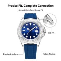Bracelet de montre en tissu de luxe à motif FKM 20 22 mm, résistant à la poussière, en fluororubber souple avec boucle déployante pour la plongée