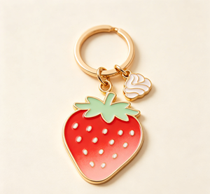Porte-clés en métal en forme de fraise, porte-clés en émail, pendentif souvenir personnalisé, cadeau - Product Image 4