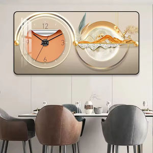 Trang trí phòng khách Bắc Âu sang trọng 3 Bảng điều khiển đồng hồ treo tường pha lê sứ hiện đại tối giản sofa nền tường sơn - Product Image 4