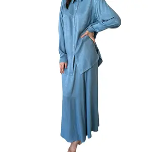 EID 2024 Malaysia Women Dress Dubai Ethnic Women's Clothing 2 Pcs Abaya Latest Design Muslim Modest Tops And Pants Set