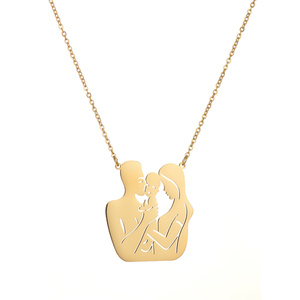 Ciondolo famiglia personalizzato collana in acciaio inossidabile Color oro placcato una famiglia di <span class=keywords><strong>tre</strong></span> pendenti genitore-figlio per <span class=keywords><strong>madri</strong></span> - Product Image 4