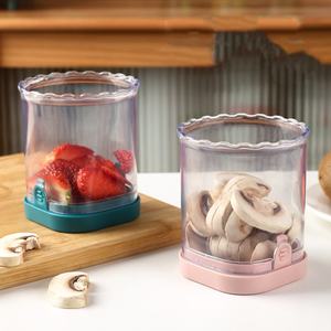 Coupe-fruits écologique en acier inoxydable avec plaque poussoir pour la préparation rapide de salades de fruits et légumes – Ustensile de cuisine - Product Image 4