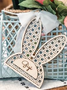 Etichetta personalizzata per coniglietto in legno personalizzata per cesto di pasqua etichetta in bianco Happy Easter Egg nome Tag incisione Laser - Product Image 5