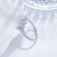 Bagues de fiançailles en platine Pt950 avec diamants de laboratoire taille cœur et poire, scintillantes et élégantes pour femme