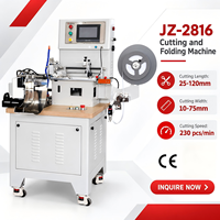 Équipement de découpe et de pliage d'étiquettes de vêtements JZ-2816, longueur 25-120 mm, 230 pièces/min, coupe-étiquettes automatique pour tissus