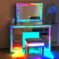 Meuble de chambre à coucher : Coiffeuse noire avec miroir LED, table de maquillage, table à langer, matelas, canapés, tapis