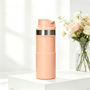 <span class=keywords><strong>Bouteille</strong></span> d'eau de sport de luxe en acier inoxydable de 500 ml, nouveau design, avec gobelet à <span class=keywords><strong>action</strong></span> déclencheur classique, tasse de voyage - Product Image 2