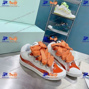 <b>White</b> and Orange Low Top Skate Sneakers with Oversized <b>Laces</b> Casual Street Shoes - Product Image 3
