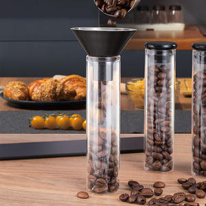 Rak Penyimpanan Tabung Uji Biji Kopi Grosir, Rak <span class=keywords><strong>Display</strong></span> Sampel Kopi Logam Hitam dengan Botol Kaca dan Corong - Product Image 3