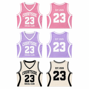 Débardeur de basket-ball personnalisé pour femme en maille, imprimé Courtside Social Club, sans manches, pour le jour du match, vente en gros - Product Image 4