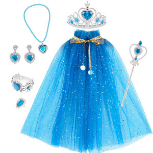 Cape <span class=keywords><strong>de</strong></span> princesse <span class=keywords><strong>Elsa</strong></span> personnalisée pour enfants Costume d'Halloween et <span class=keywords><strong>de</strong></span> Noël Cape à paillettes scintillantes pour filles Cape <span class=keywords><strong>de</strong></span> princesse en tulle avec accessoires - Product Image 3