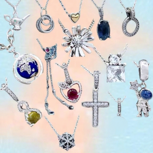 Collar de Plata 925 con Circonita, Colgante de Astronauta, Cruz, Tierra, Flor, Tetera China y Abanico Azul, Joyería de Lujo DIY para Compromiso y Boda - Product Image 1