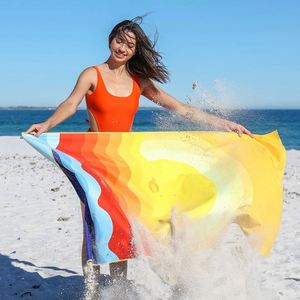 Serviette de plage rectangulaire sans sable avec logo personnalisé, serviettes en microfibre à séchage rapide pour les événements promotionnels en plein air - Product Image 2