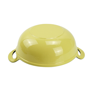 Poêle à Wok <span class=keywords><strong>traditionnelle</strong></span> chinoise <span class=keywords><strong>en</strong></span> <span class=keywords><strong>fonte</strong></span> 2 poignées poêle à frire profonde enduite d'émail pour cuisinières à gaz électriques couvercle <span class=keywords><strong>en</strong></span> bois fours hollandais - Product Image 3