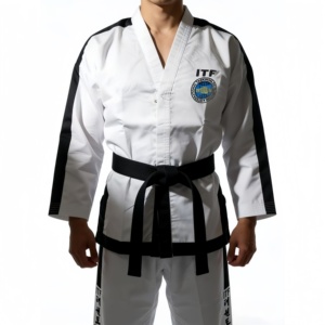 <span class=keywords><strong>Uniforme</strong></span> de Entrenamiento de <span class=keywords><strong>Taekwondo</strong></span> Quteng ITF, Material Acanalado, Alta Resistencia, Transpirable y Duradero, Diseño Unisex - Product Image 2