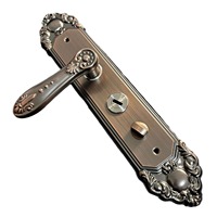 Poignée de porte de sécurité moderne en laiton massif, motif grande fleur gris antique, avec double ressort de tension, pour cour et villa