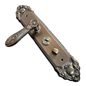 Poignée de porte de sécurité moderne en laiton massif, motif grande fleur gris antique, avec double ressort de tension, pour cour et villa - Product Image 6