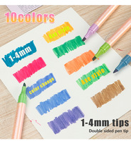 Marqueurs à double pointe effaçables, 10 couleurs, design mignon, ensemble de stylos surligneurs à double pointe pour les étudiants, prise de notes