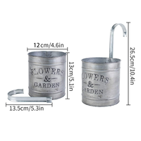 Jardinière suspendue en métal galvanisé, support en métal, balustrade de balcon, pot vintage avec crochet amovible, clôture de jardin, 3 pièces