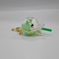 Accessoires de porte-clés en acrylique en forme de sucette avec paillettes liquides flottantes et poupée de dessin animé, impression UV personnalisée, vente en gros