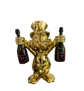 Figurine de collection de luxe en résine dorée <span class=keywords><strong>Donald</strong></span> Duck, style dessin animé, peinte à la main, tenant des bouteilles de champagne, pour décoration artistique de la maison - Product Image 1