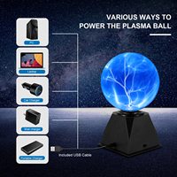 Lampe boule plasma magique de 6 pouces-Globe de sphère nébuleuse interactif alimenté par USB sensible au toucher et au son, cadeau éducatif scientifique