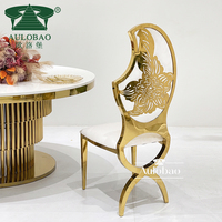 Chaises de mariage élégantes en forme de demi-lune avec motif doré pour banquets, villas et salles à manger extérieures et intérieures