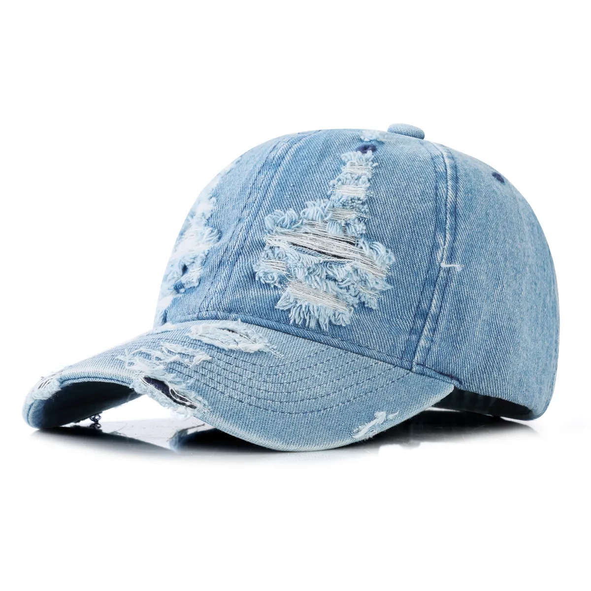 Groothandel Unisex Verstelbare Vintage Katoenen Trucker Vader Hoed Geverfd Distressed Sport Caps Jeans Gewassen Baseballpet