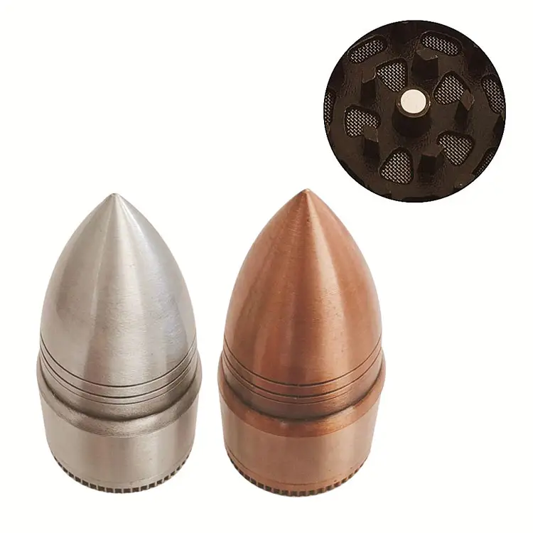 Wholesale small size 71MM zinc alloy three layer revolver bullet antique silver old copper smoke herb bullet tobacco grinder