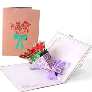 High-Endดอกไม้ป๊อปอัพการ์ดอวยพร3dพร้อมซองจดหมายวันแม่/งานแต่งงาน/วันเกิดการ์ดเชิญ