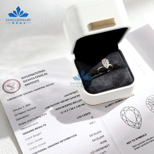Anello di Fidanzamento e Matrimonio in Oro 14K 18K con Diamante Sintetico Certificato IGI Taglio a Pera 1CT 2CT 3CT D VS1 VVS1 per Donne - Product Image 3