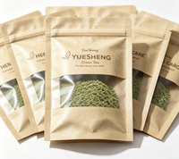 Sachet de thé biodégradable en kraft enduit PLA avec fenêtre transparente, fermeture à trois côtés, fermeture éclair refermable, conservation de l'arôme, compostable, qualité alimentaire, personnalisable